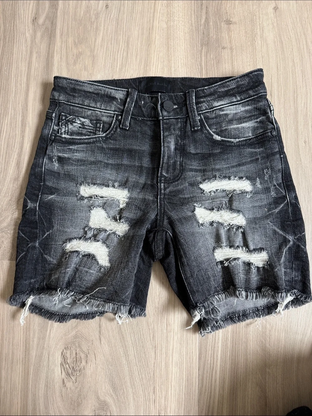 Buckle Black Distressed Denim Jean Shorts